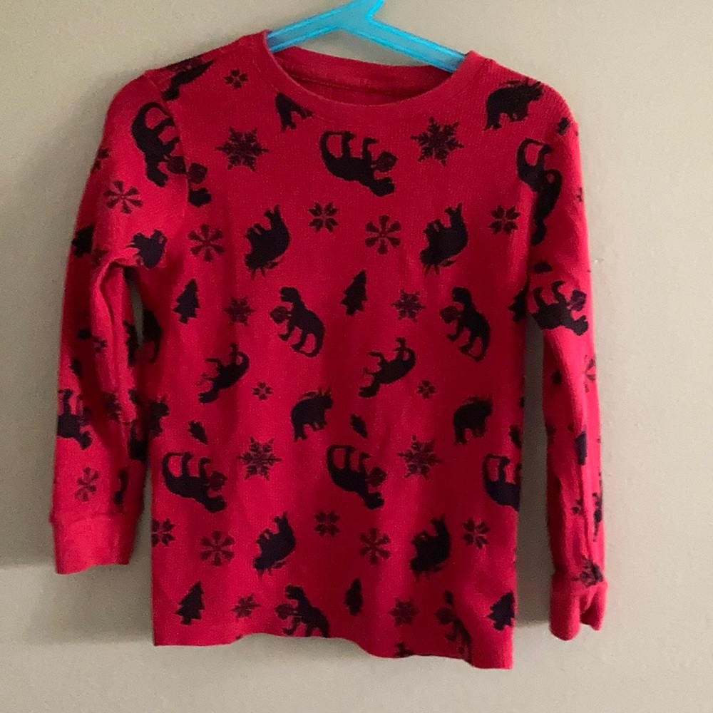 Holiday theme dinosaur thermal top boys sz 6